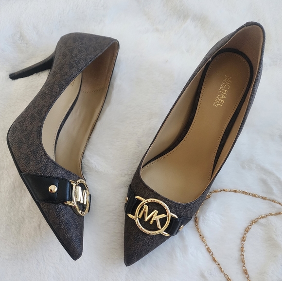 NEW🥰MICHAEL KORS RORY FLEX PUMP BLACK BROWN - Picture 3 of 11